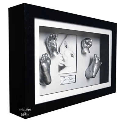 Image of BabyRice 3D Baby Hand &amp; Foot Casting Kit with Deluxe Frame (Black / WhiteBlk_WhiteBlk)