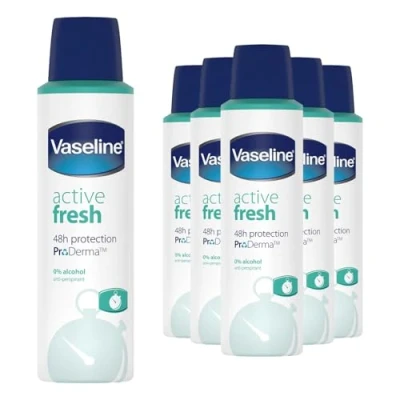 Image of 6 Pack of 150ml Vaseline Active Fresh ProDerma 24H Protection Antiperspirant Deodorant with 0% Alcohol