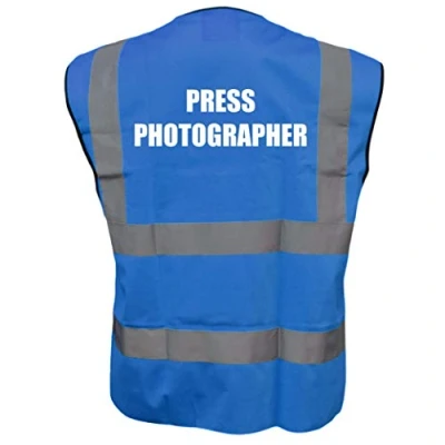 Image of BLUE Hi Vis Vest PRESS PHOTOGRAPHER Waistcoat Safety Medium