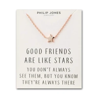 Image of Philip Jones Rose Gold Plated Star Necklace with Quote Card