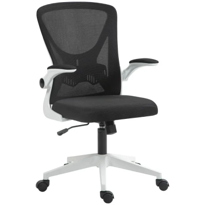 Image of Vinsetto Ergonomic Mesh Office Chair with Flip up Armrests, Height Adjustable Computer Swivel Wheels, Black and White