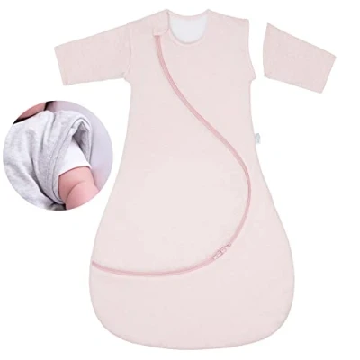Image of PurFlo Baby Sleeping Bag All Season 2.5 tog with Removable Sleeves 9 18 Months Travel Friendly Sleep Sack Newborn Essentials for Winter &amp; Summer Use Shell Pink