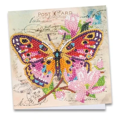 Image of Ideen mit Herz Diamond Painting Greeting Card 16 x cm 370 gsm Includes Envelope &amp; Tools (Pinker Butterfly)