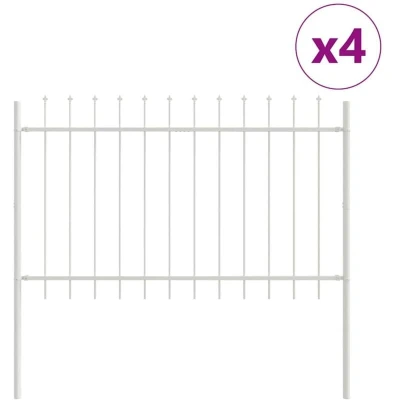 Image of vidaXL Garden Fence with Spear Top White, 6.8 x 1 m, Steel