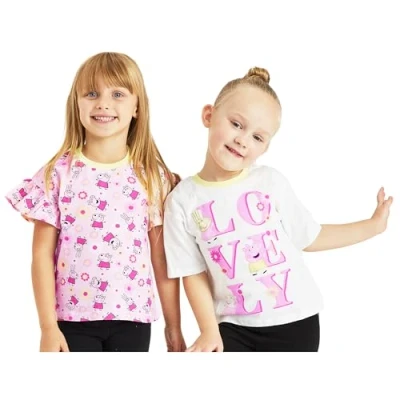 Image of Girls Peppa Pig T Shirts Tops 2 Pack (Peppa Pig, 18 24 Months)