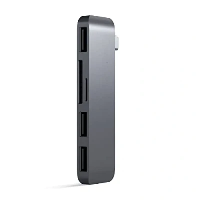 Image of SATECHI Aluminum Type C USB 3.0 3 in 1 Combo Hub Adapter Ports and Micro/SD Card Reader For M2/ M1 MacBook Pro/Air, iPad M2 Mac Mini, iMac (Space Gray)