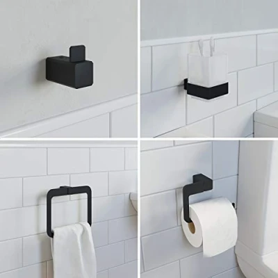 Image of Architeckt Jupiter Range Matte Black Bathroom Accessories (4 Piece Set)