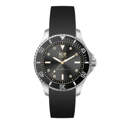Image of Ice WATCH Steel Black Gold Women&#039;s Wristwatch With Silicon Strap 020367 (Small)
