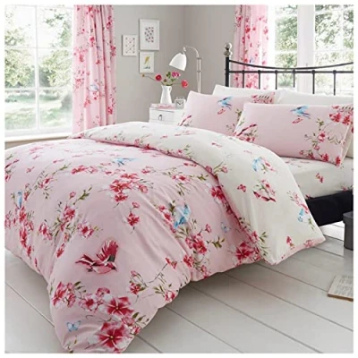 Image of GC GAVENO CAVAILIA Duvet Cover Double Blossom Bedding Set With Pillowcase Polycotton Fabric Pink