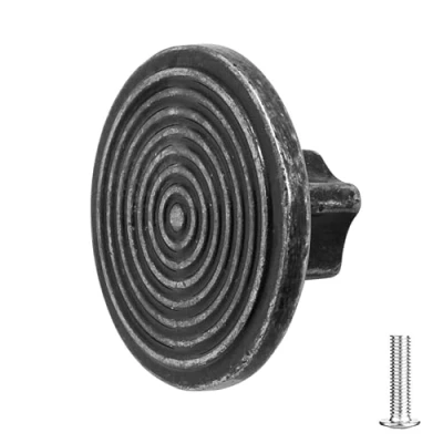 Image of Decoranddecor Mira Spiral Round Cupboard Knob Handle 40mm Diameter Zinc Alloy (Antique Silver, 1 Pack)