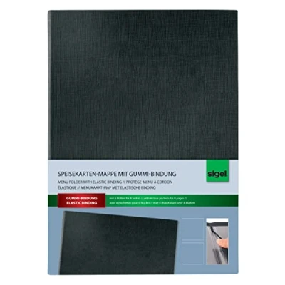 Image of SIGEL SM110 Menu Cover with elastic binding, for A4, Black, 1 Piece