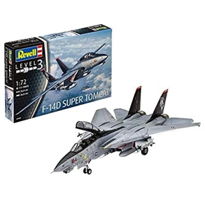 Image of Revell 03960 Grumman F 14D Super Tomcat 1:72 Scale Unbuilt/Unpainted Plastic Model Kit, Multi color, 26 x 29,8 cm