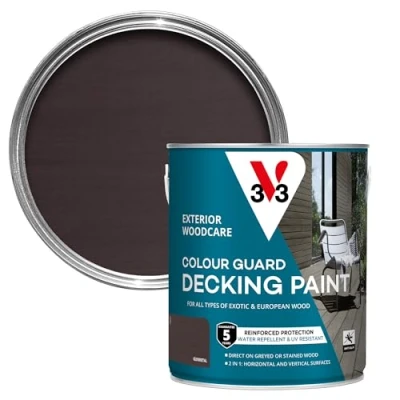 Image of V33 Colour Guard Decking Paint Gun Metal 2.5L 5 years guarantee 2 in 1 Anti slip Washable Matt opaque finish Water repellent UV resistant