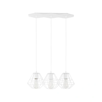 Image of Diamond Wire Frame Bar Pendant Ceiling Light White 3xE27