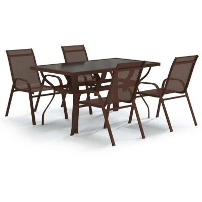 Image of 5 Piece Garden Dining Set Brown and Black Vidaxl