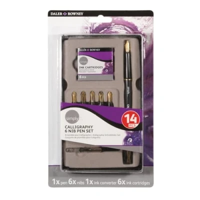Image of Daler Rowney Simply 13pc Calligraphy &amp; Nib Pen Set, Lettering Ideal for Entry Level Artists Hobbyists