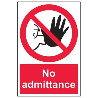 Image of V Safety No Admittance Prohibition Sign 200mm x 300mm 1mm Rigid Plastic