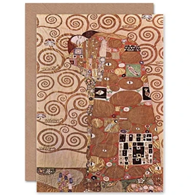 Image of Wee Blue Coo Gustav Klimt Embrace Birthday Gift Sealed Greeting Card Plus Envelope Blank inside