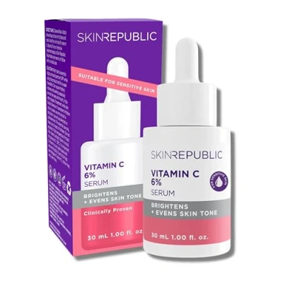 Image of Skin Republic Vitamin C 6% &amp; Alpha Arbutin Brightening Face Serum, Helps to Reduce Pigmentation and Dark Spots Provides Long Lasting Hydration (30ml)