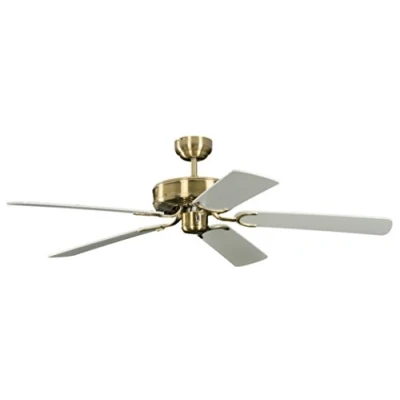 Image of Potkuri 52 inch / 132 cm Ceiling Fan without Lights in Antique Brass with Pull Cord and Blades White