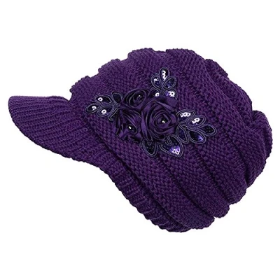 Image of XRDSS Women Winter Peaked Beanie Cap Ladies Warm Knitted Hat (Purple)