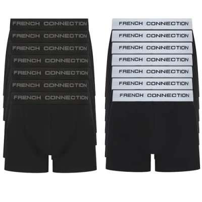 Image of French Connection &#039;FC51&#039; Mens Multipack Boxer Shorts Cotton Stretch, 14 Pack, Soft and Breathable Underwear (Large)