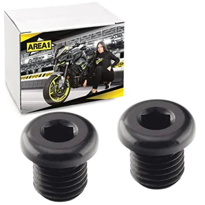 Image of Area1 2 Pcs Motorcycle Mirror Covers M10 x 1.25 Straight Thread Blind Caps for Steering Mirrors Compatible with KSR