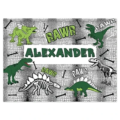 Image of Paper Themes Personalised Messy Mat Plastic table Cloth Wipe Clean Protect your and floor from spills accidents ((L) 110 x 75 cm, Rawr)