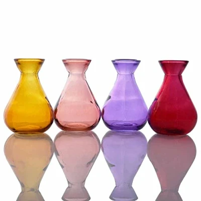 Image of Grehom Recycled Glass Bud Vase Classic (Red Violet); 10 cm Vase; Set of 4 Multi coloured Vases