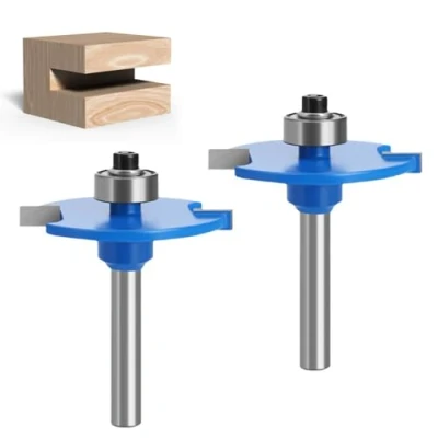 Image of 2PC 1/4 Inch Shank Biscuit Jointer Router Bit Slot Cutter, Woodworking Tool Joint Cutter for Slotting Grooving Rebating Applications