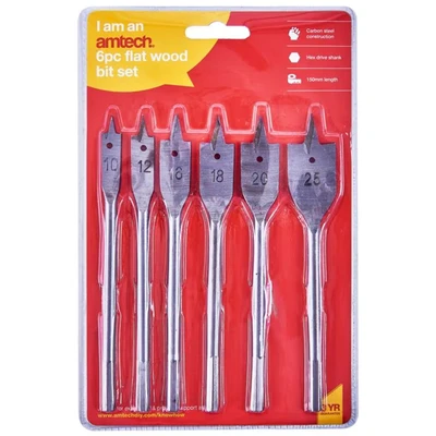 Image of Amtech F1400 6 Piece Metric Flat Wood bit Set