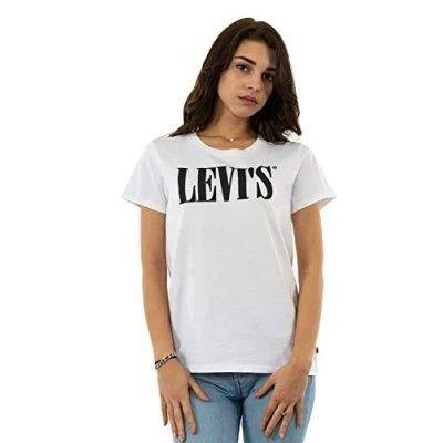 Image of Levi&#039;s Women&#039;s The Perfect Tee Serif Logo T Shirt, White, S
