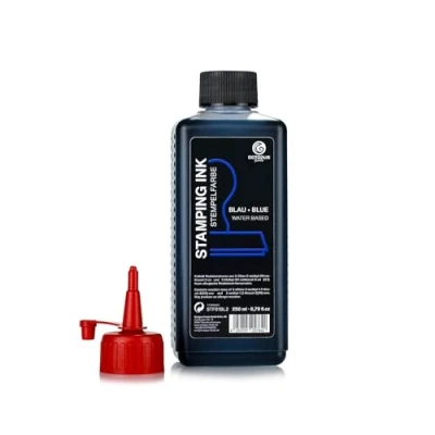 Image of Octopus Fluids stamping ink, refillable ink for inking stamp pads and automatic machines, 250ml blue without oil