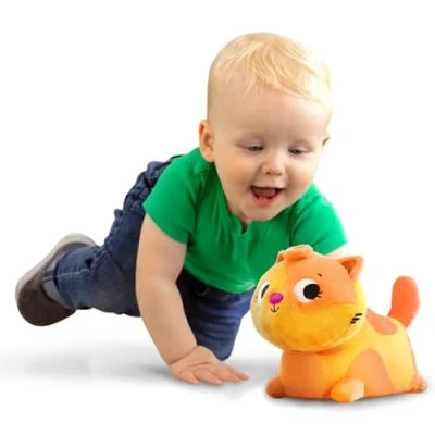 Image of B. Toys Plush Cat Interactive Stuffed Animal Baby Toy with Movement &amp; Sounds for Babies, Toddlers Wobble ‘n’ Go 6 Months +
