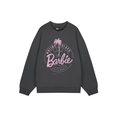 Image of Barbie Womens Grey Sweatshirt Malibu Beach Graphic Jumper Cosy Pullover Sweater for Women Stylish Casual Top Doll Fashion Apparel Trendy Ladies and Teens