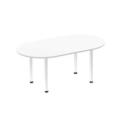 Image of Impulse 1800mm Boardroom Table White Top Chrome Post Leg