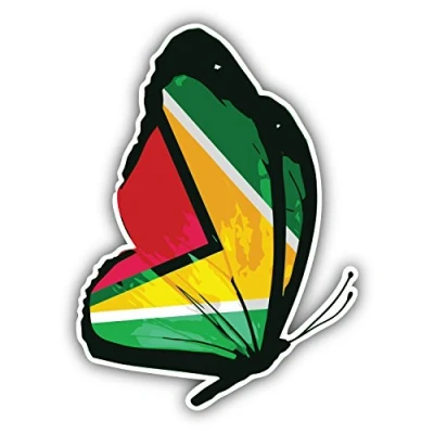 Image of Postwalldecor Guyana Flag Butterfly Car Bumper Sticker Decal 10 x 12 cm
