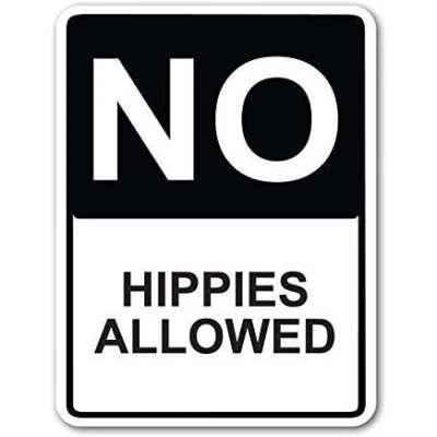 Image of No Hippies Allowed Street Sign Metal 8x12 Inches