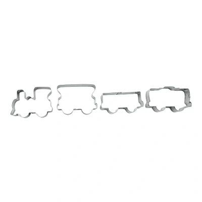Image of BekkiB 672 Set of 4 &quot;Vehicles&quot; Cookie Cutters Locomotive, Railway and Freight Wagons Trains Cutter