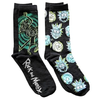Image of Rick and Morty Portal Men&#039;s Crew Socks 2 Pair Pack Shoe Size 6 12