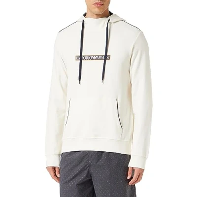 Image of Emporio Armani Men&#039;s Brushed Terry Hooded Sweatshirt, Cream, M UK