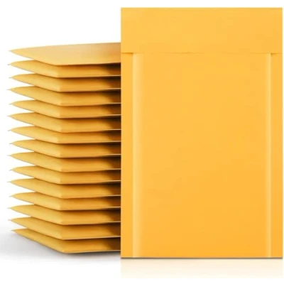 Image of Switory Padded Envelopes A5 50pc Kraft Bubble Mailers Self Seal for Packaging Bags Gold 15.3cmx22.9cm Small