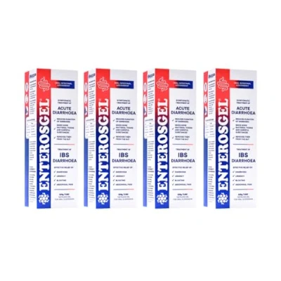 Image of Enterosgel IBS Relief Gel Tube 225g Oral Intestinal Adsorbent, Acute Diarrhoea &amp; Stomach Pain Relief, Bloating Trapped Wind Treats Root Causes, Suitable for Children Adults, Pack of 4