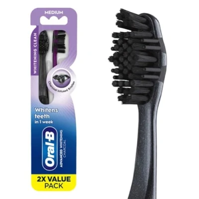 Image of Oral b Charcoal Whitening Therapy Toothbrush, Medium, 2 Count