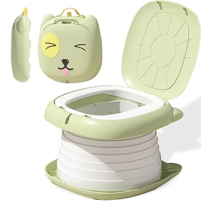 Image of Travel Potty for Toddlers, Foldable Portable Toddlers: Training Toilet Seat with Disposable Emergency Bag, Lightweight Design Car Camping, Indoor Outdoor Use by Boys Girls