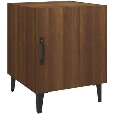 Image of vidaXL Bedside Cabinet Brown Oak Engineered Wood