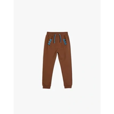 Image of Koton Babyboys Jogger Sweatpants Applique Detail Drawstring Brushed Interior Cotton Sweatpants, Brown(513),