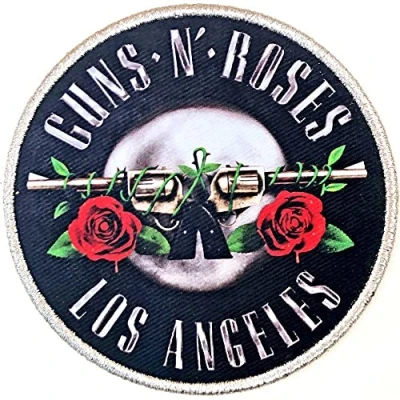Image of Guns N&#039; Roses Men&#039;s Los Angeles Silver Embroidered Sew On Clothing Patch
