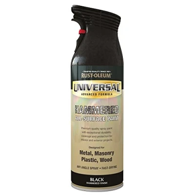 Image of Rust Oleum AE0160006E8 400ml Universal Spray Paint Hammered Black, 400 ml (Pack of 1)