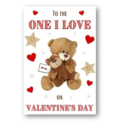Image of Second Ave One I Love Bear Valentine Card For Him/Her Cute Romantic Valentine&#039;s Day